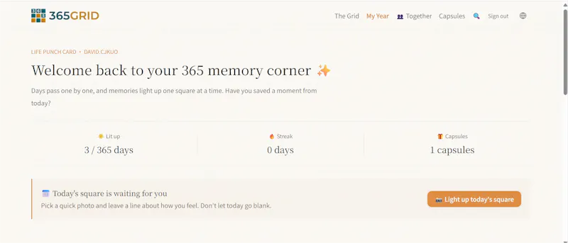 365grid: Solo, shared & capsule memories screenshot 8