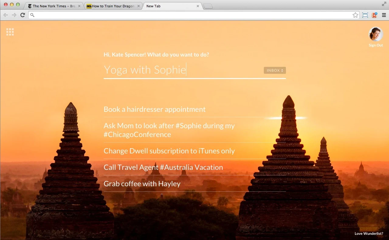 Wunderlist New Tab