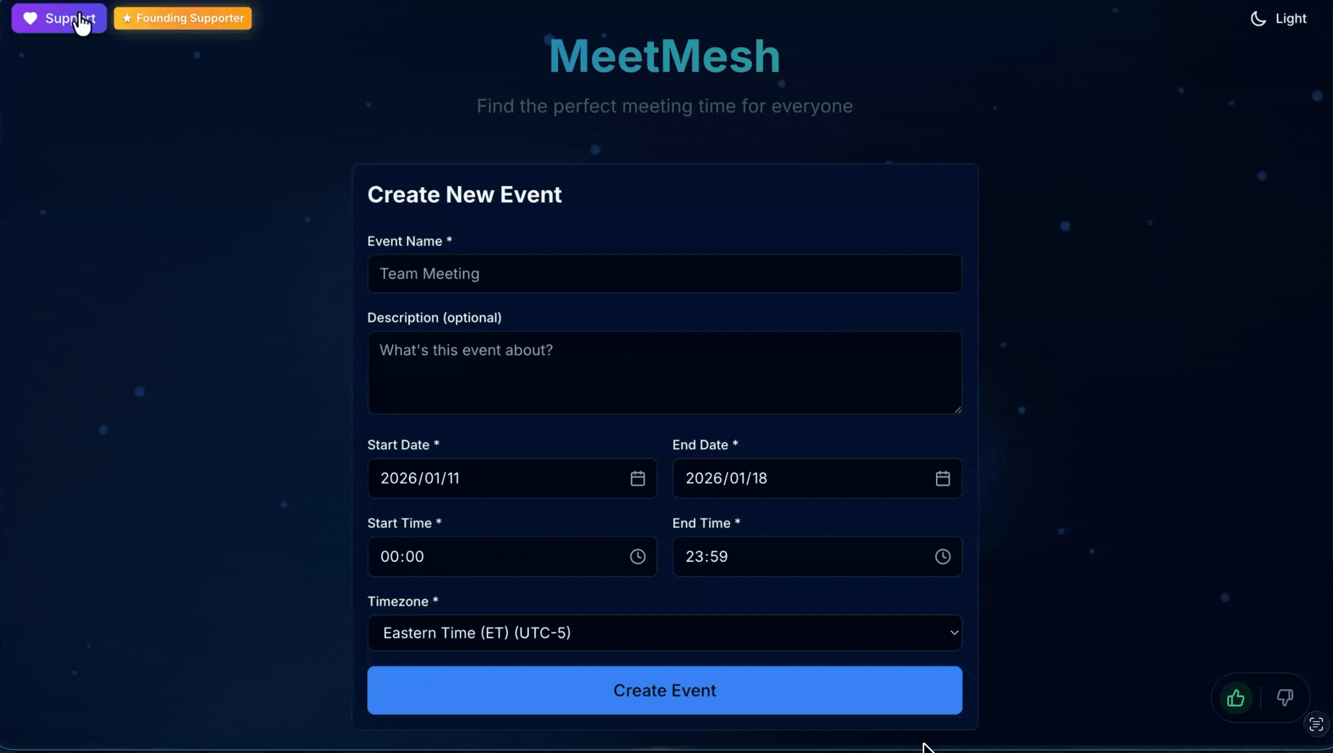 MeetMesh - Main product screenshot demonstrating key features and user interface