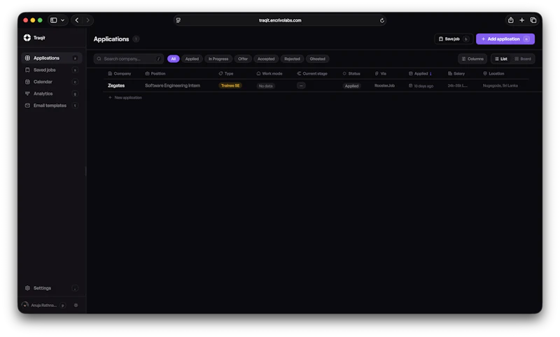 Traqit screenshot 2