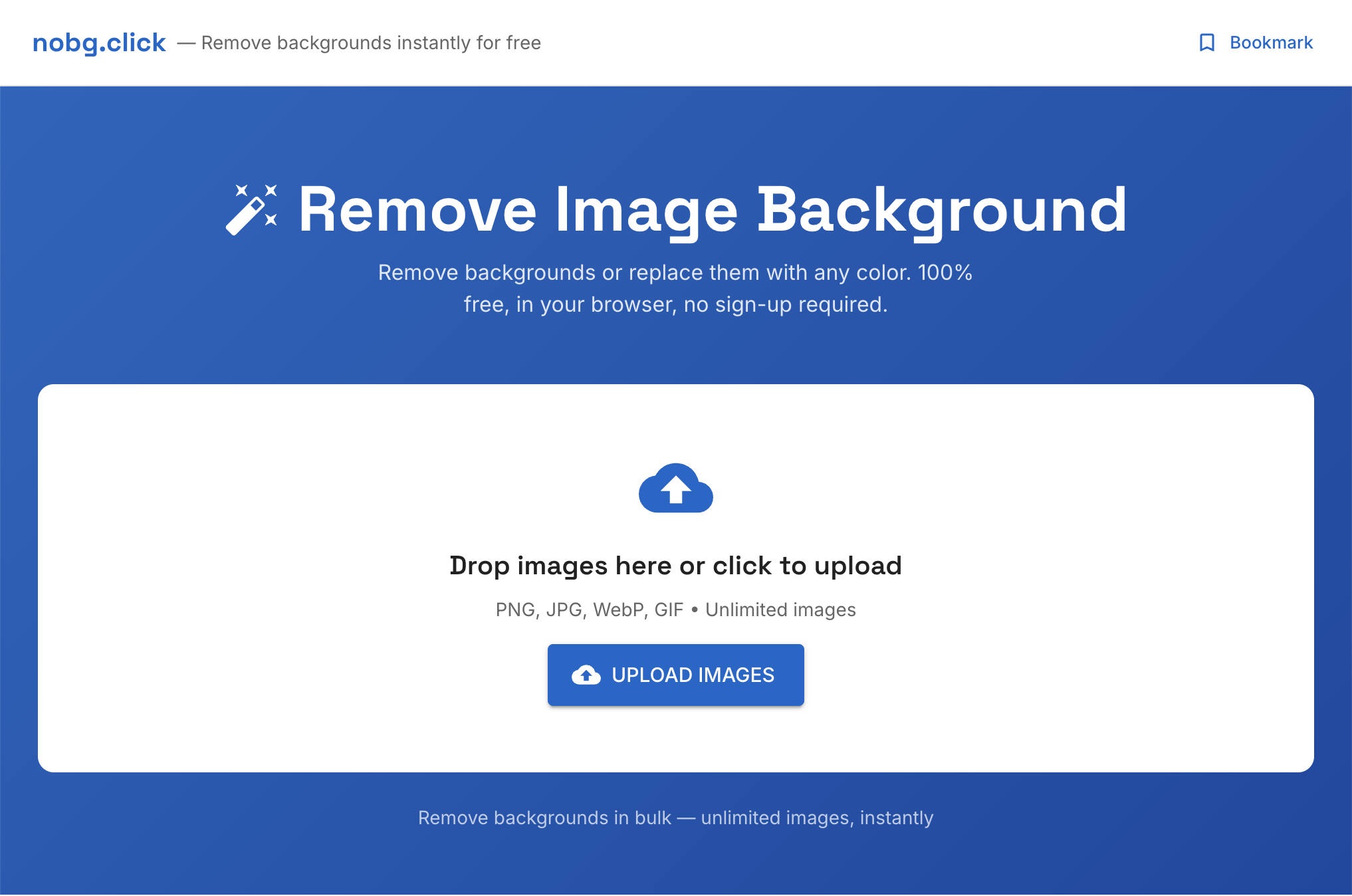 nobg.click - Main product screenshot demonstrating key features and user interface