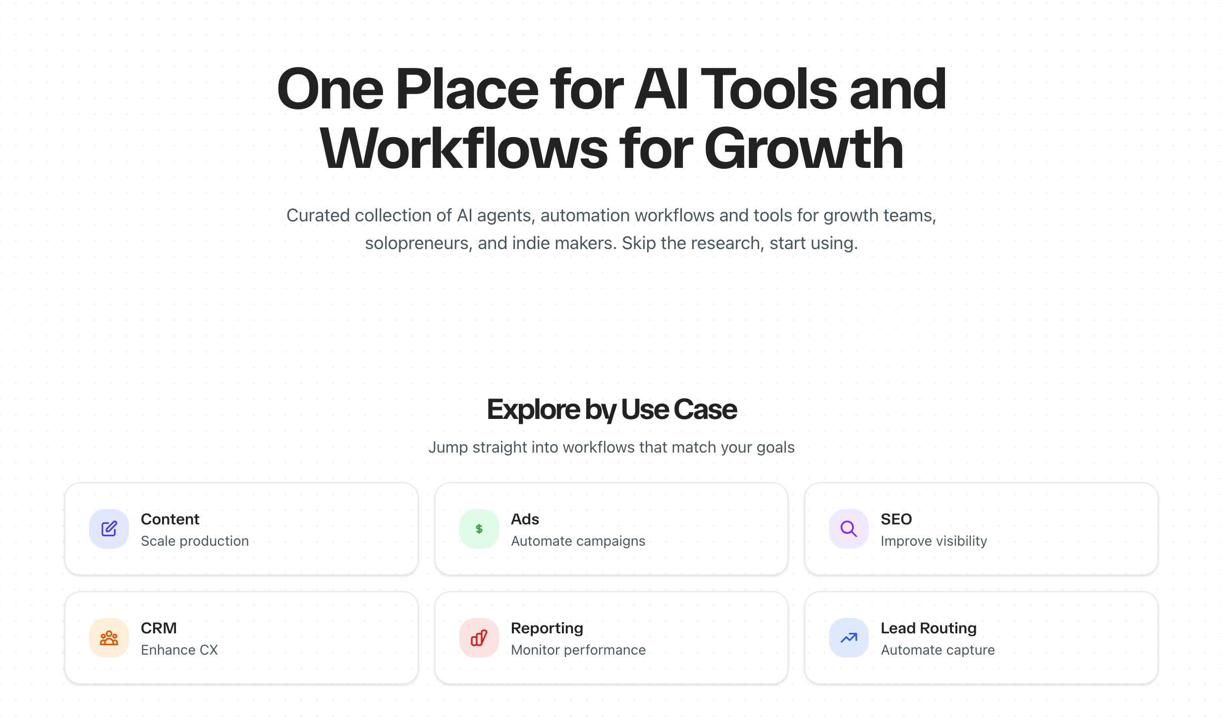 One Place for AI Tools for Growth