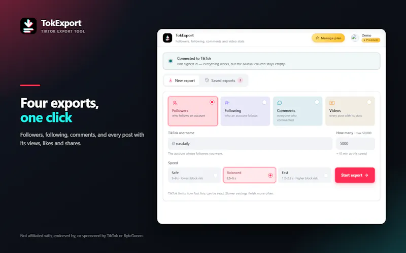 TokExport screenshot 2