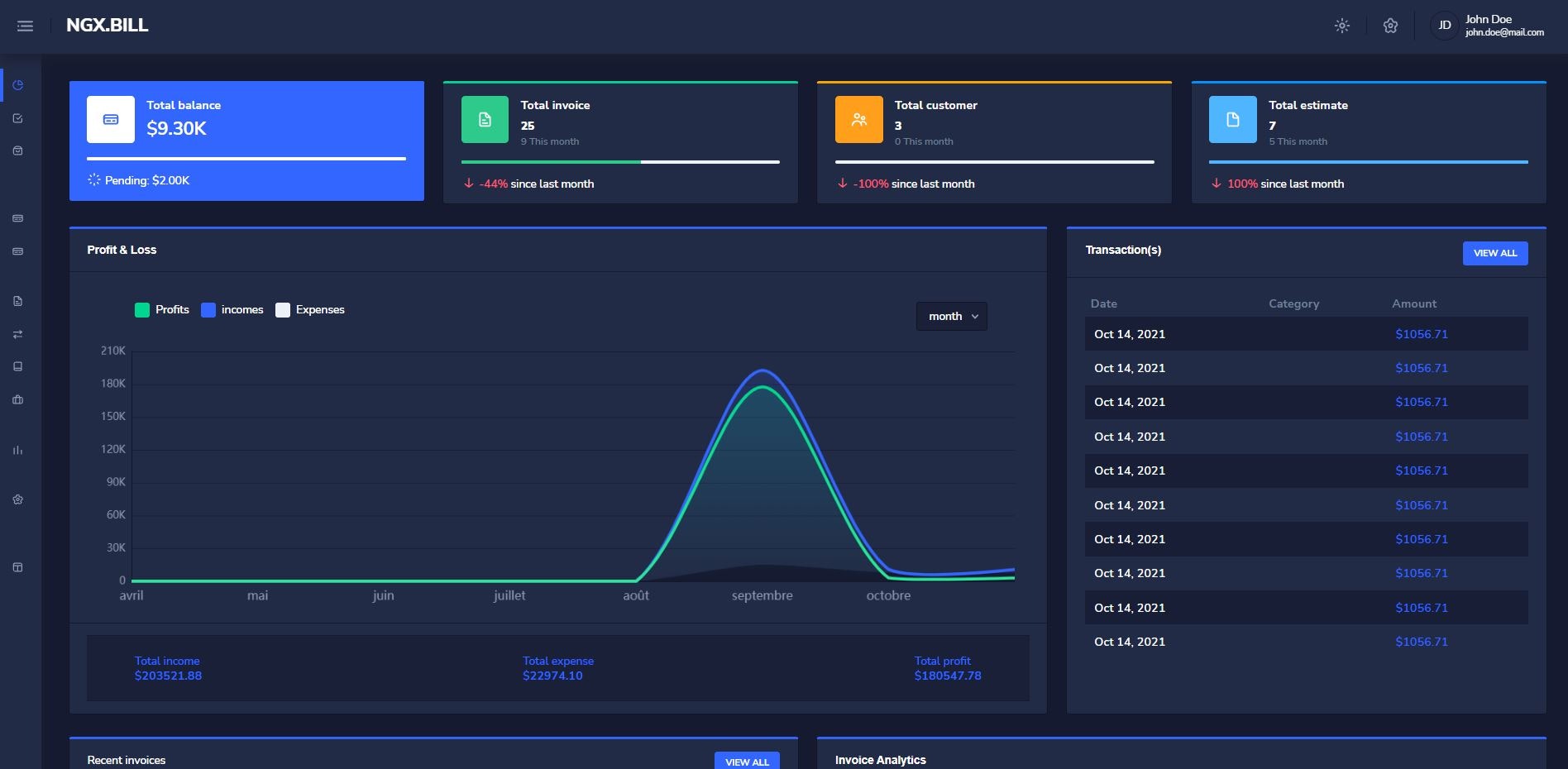 NGX.BILL Self hosted accounting/billing gallery image
