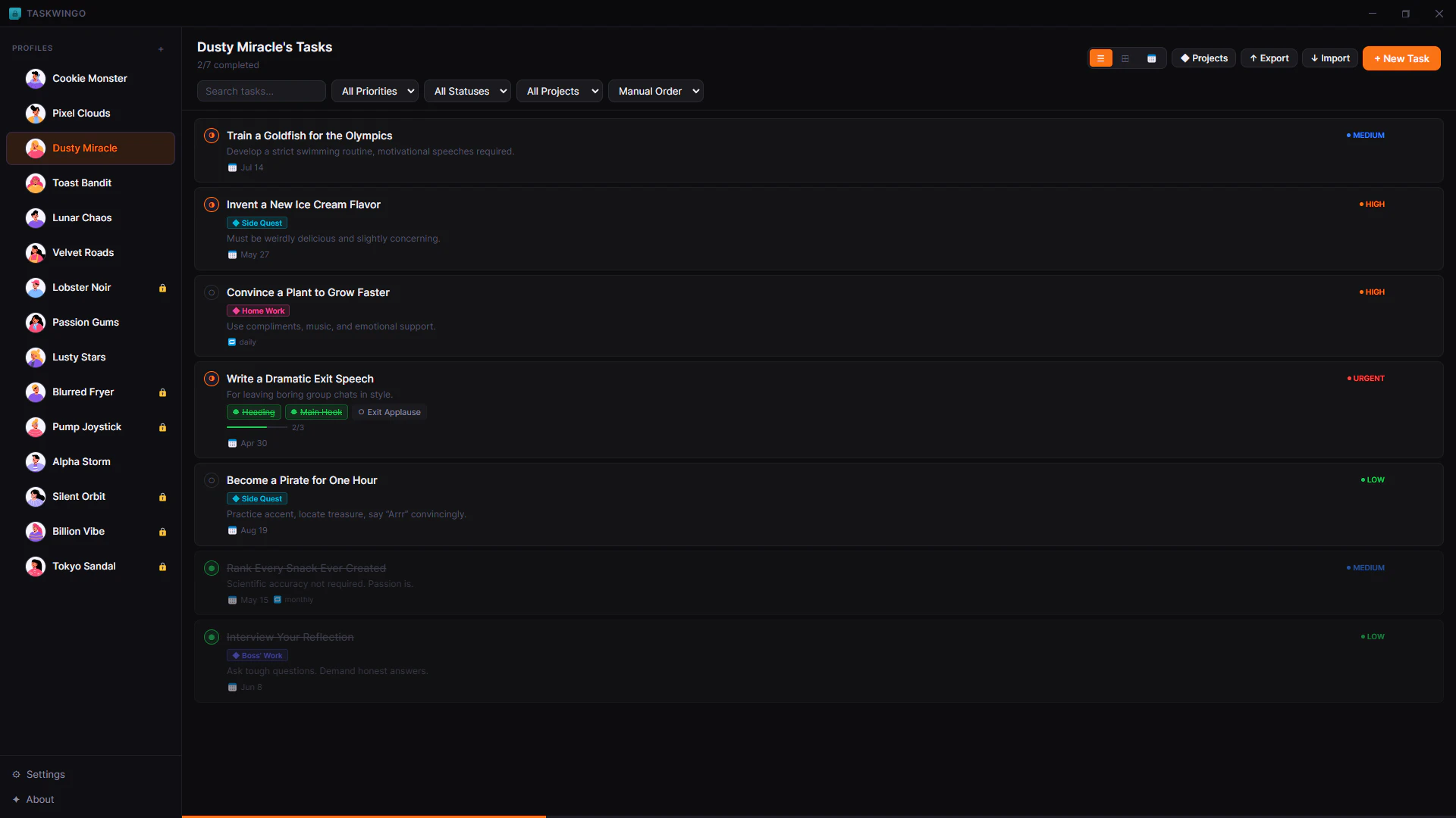 Taskwingo screenshot 1