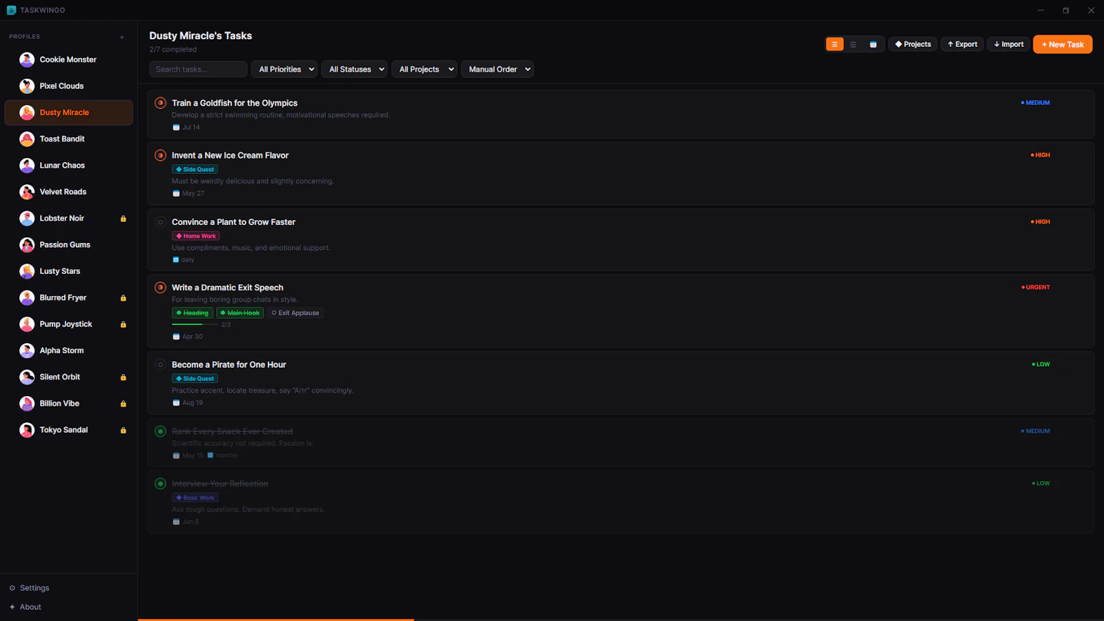 Taskwingo screenshot 2