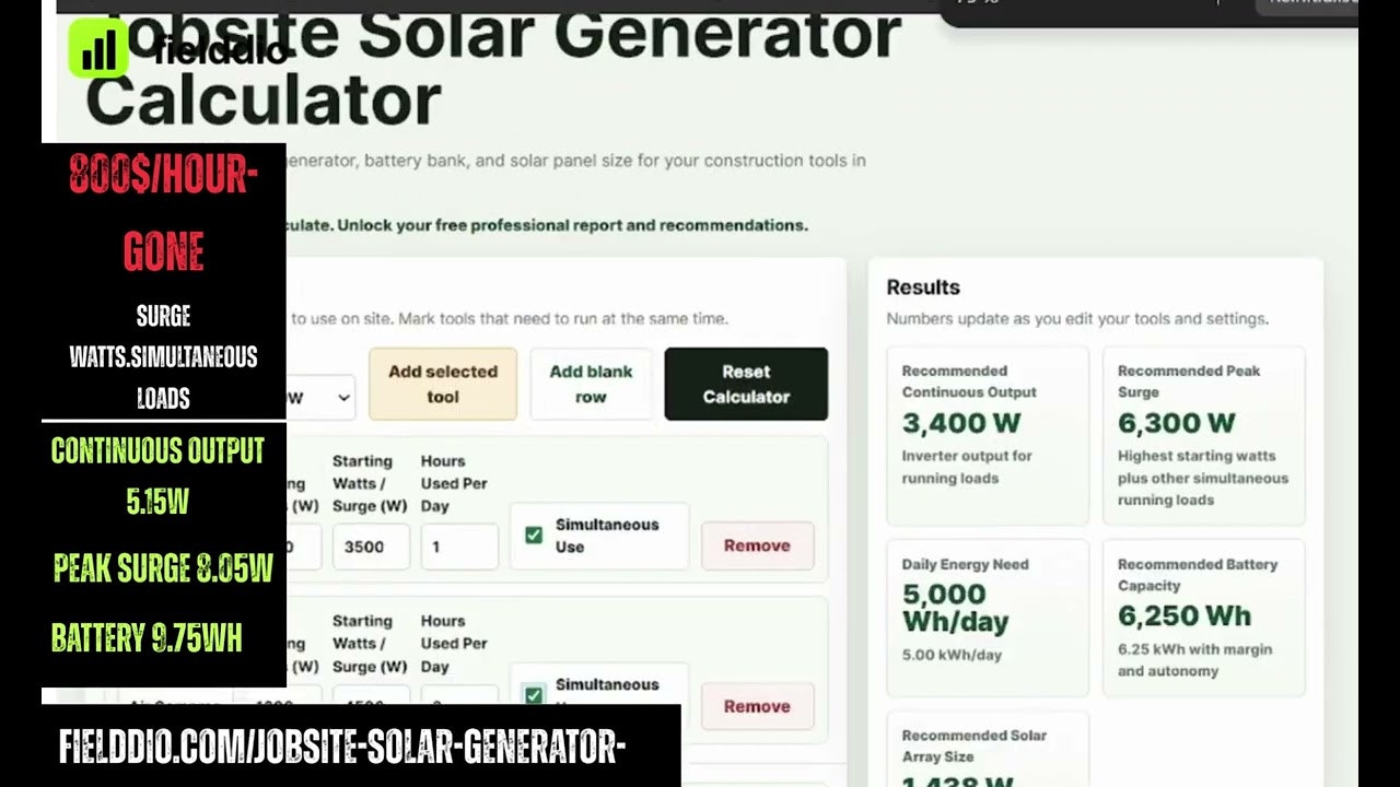 Jobsite Solar Generator Calculator gallery image