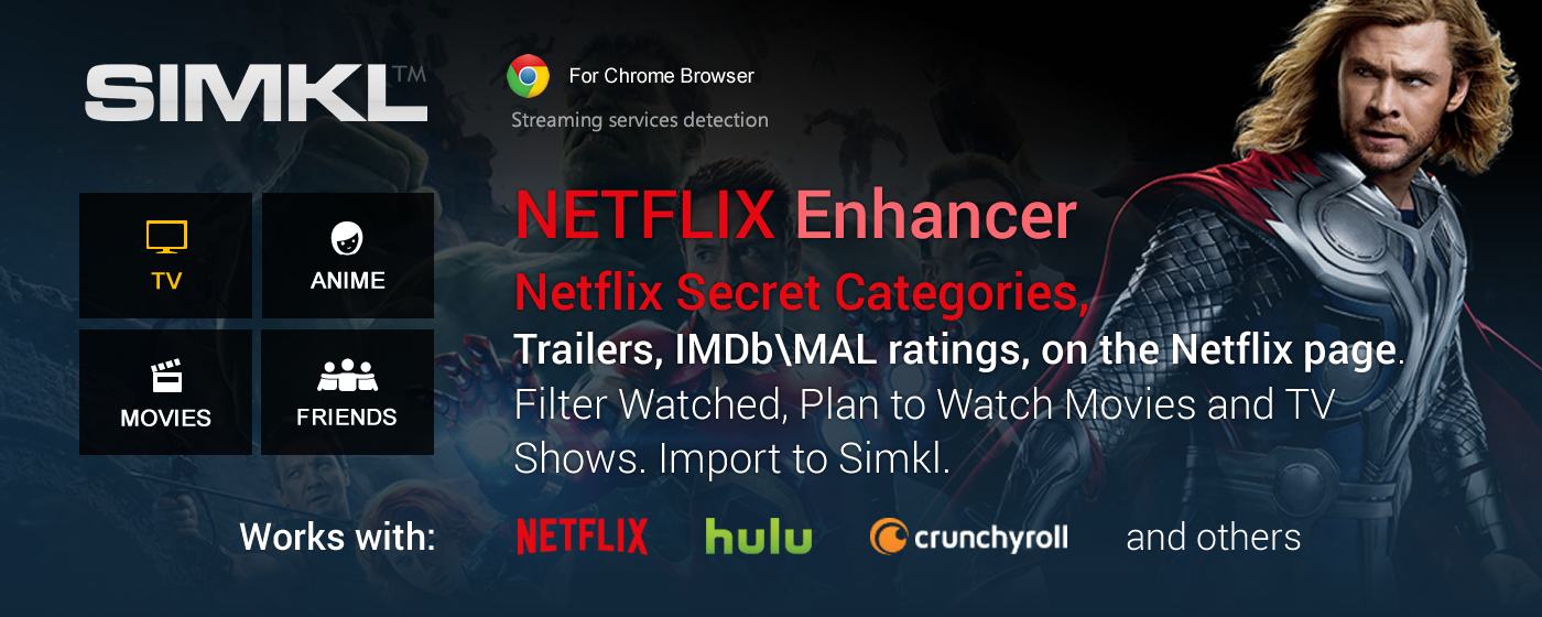 Enhancer for Netflix, Crunchyroll, with Simkl TV Tracker gallery image