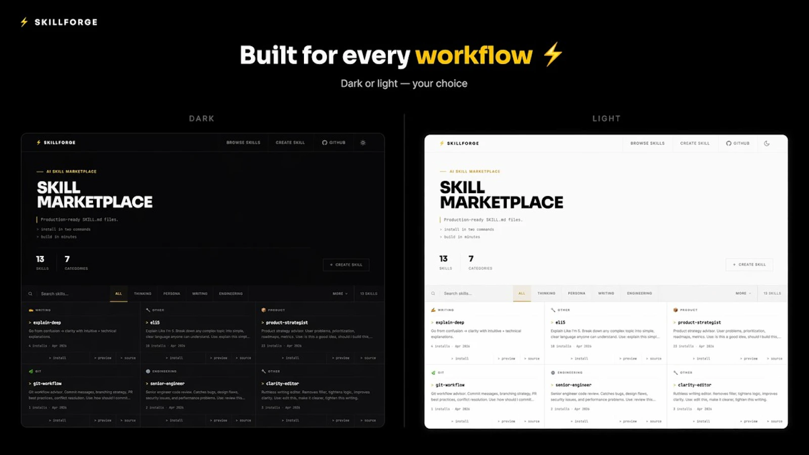 SkillForge  Install AI skills in seconds screenshot 1 (video preview)