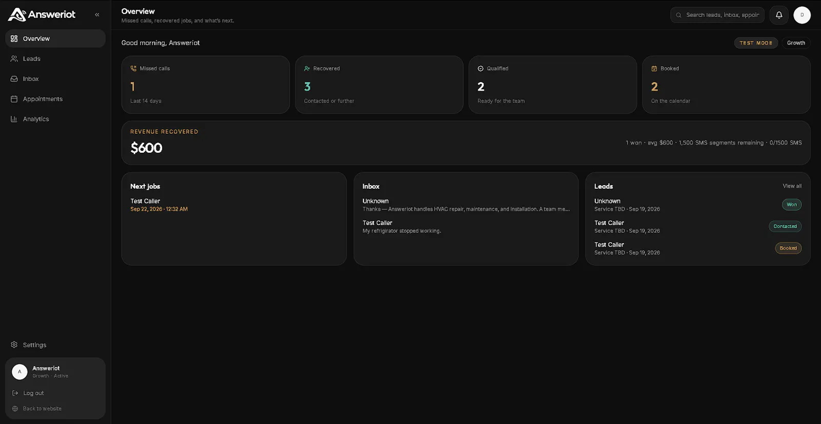 Answeriot — Missed Calls to Jobs screenshot 6
