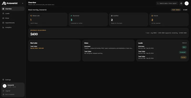 Answeriot — Missed Calls to Jobs screenshot 6