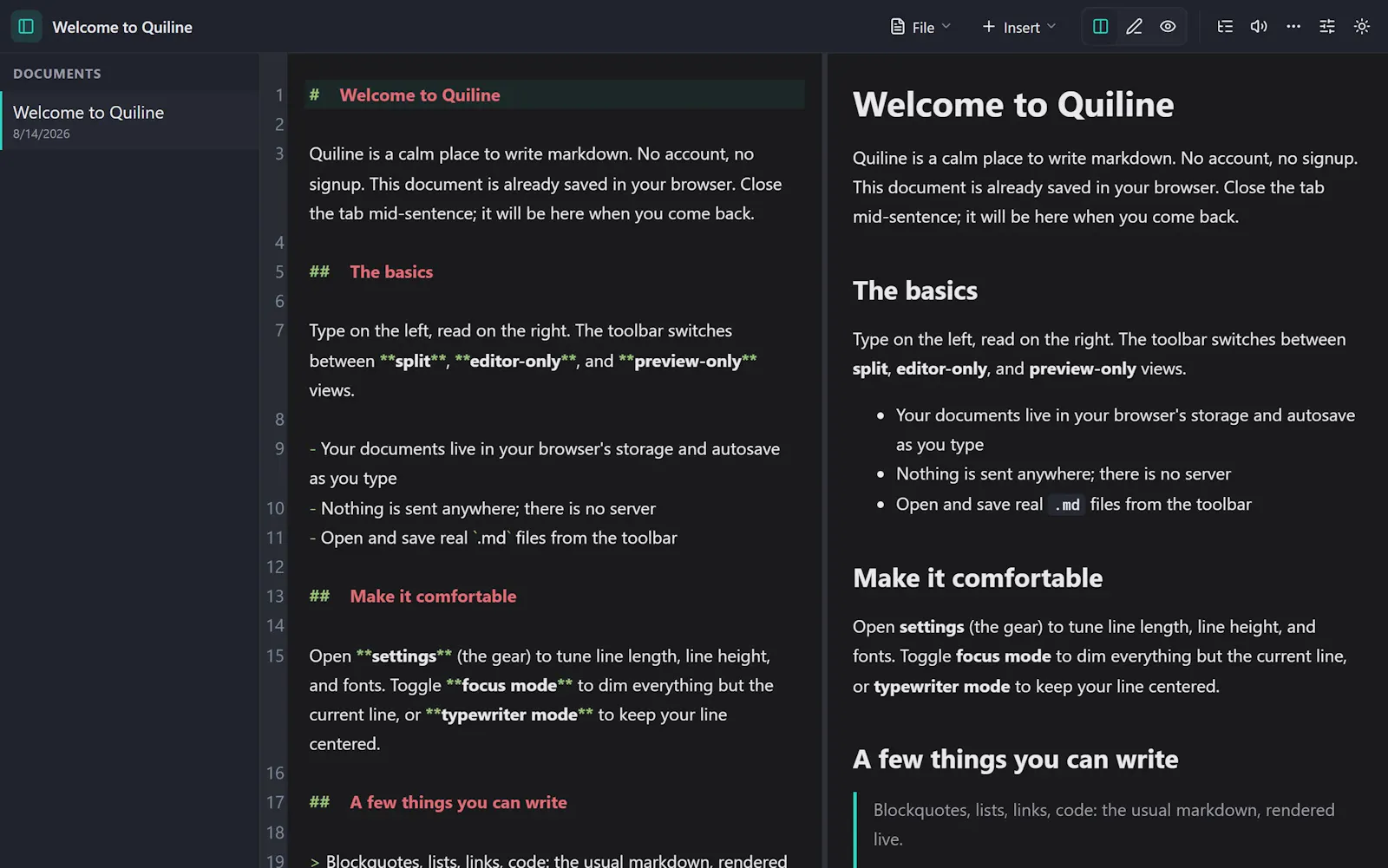 Quiline screenshot 2