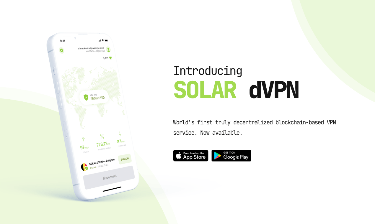 وسائط Solar DVPN - أول VPN اللامركزي حقًا - لا يمكن حظره ، لا توجد سجلات 1
