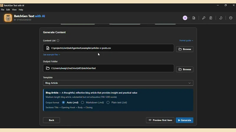 BatchGen Text with AI - v1.1.1 screenshot 1 (video preview)