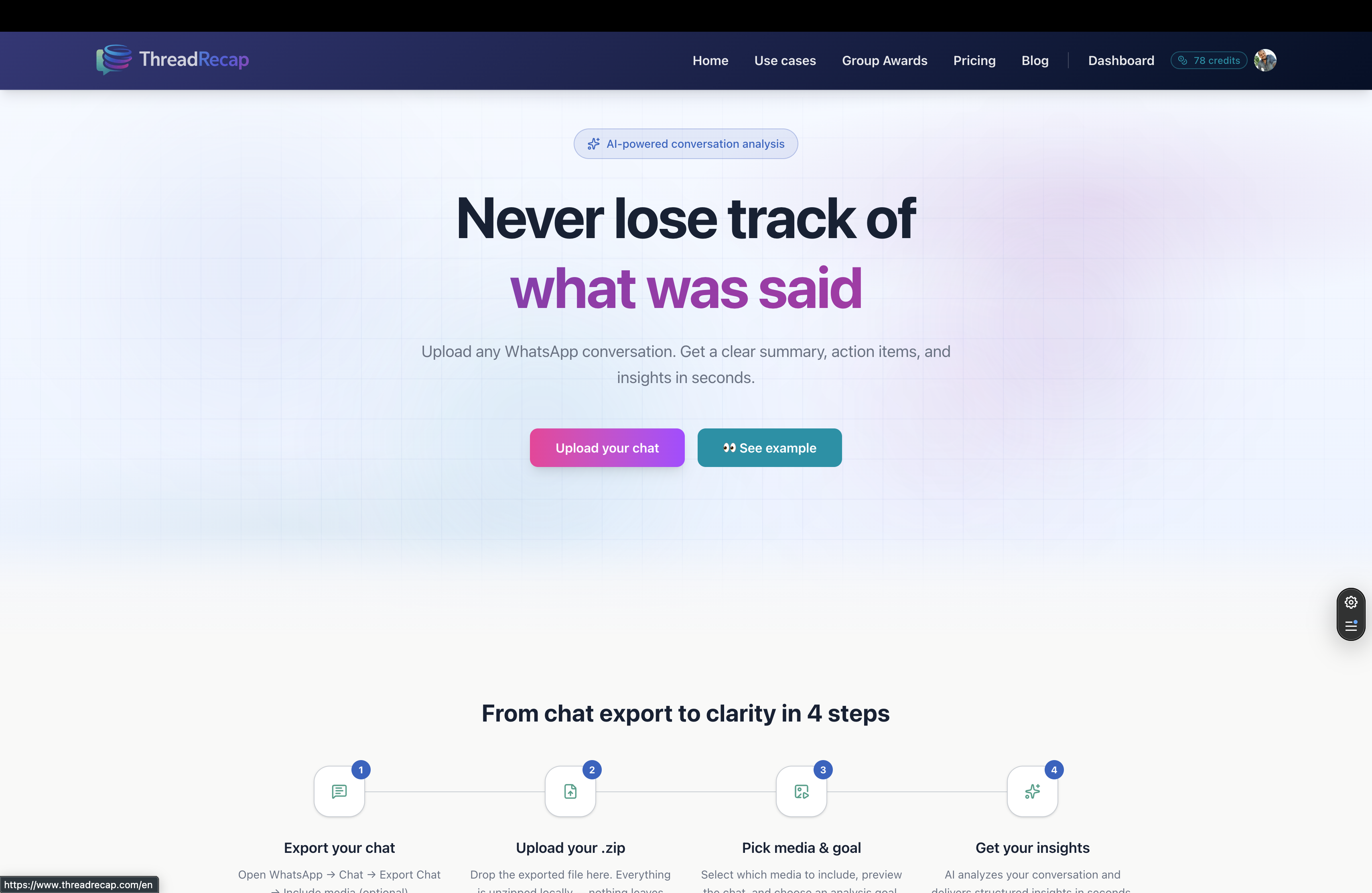 ThreadRecap - Screenshot 2 showing product features and functionality
