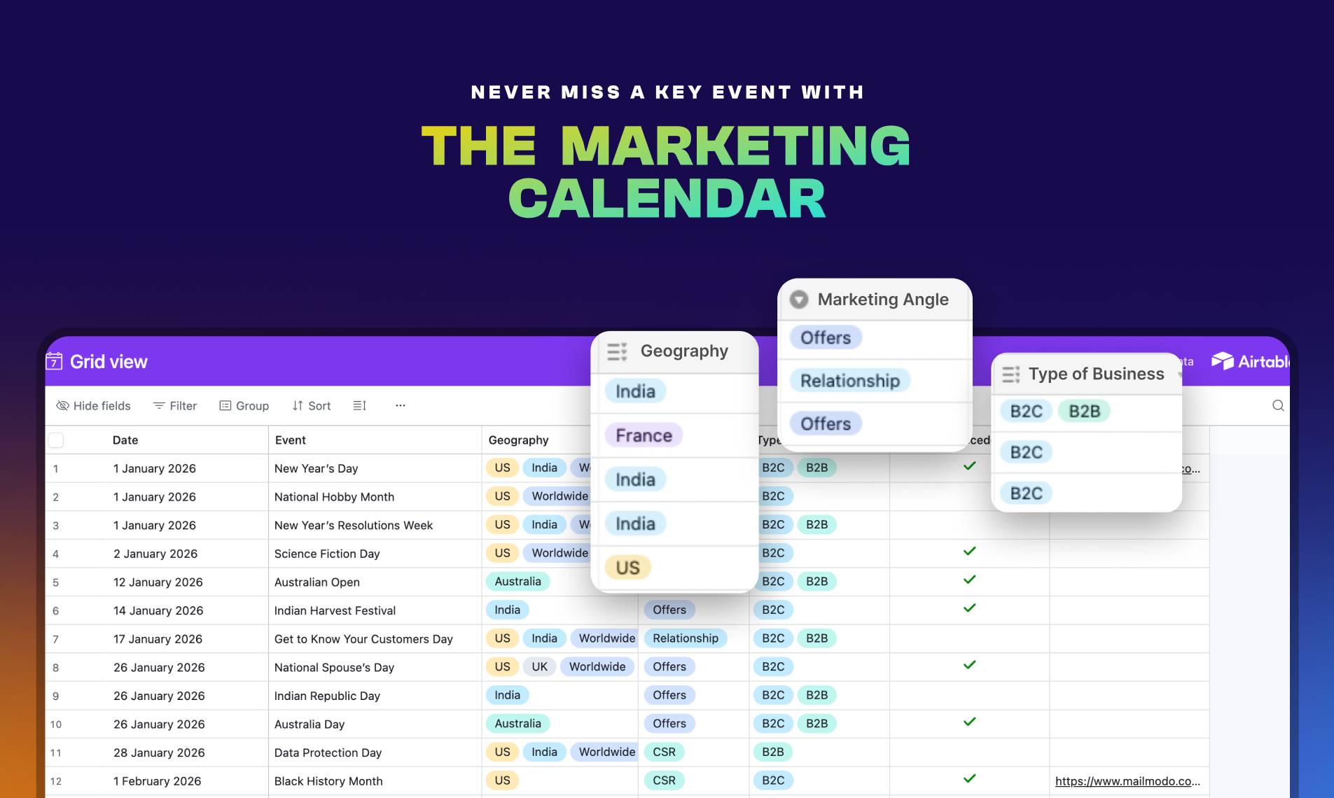 Marketing Calendar + Planner 2026 - Screenshot 2 showing product features and functionality