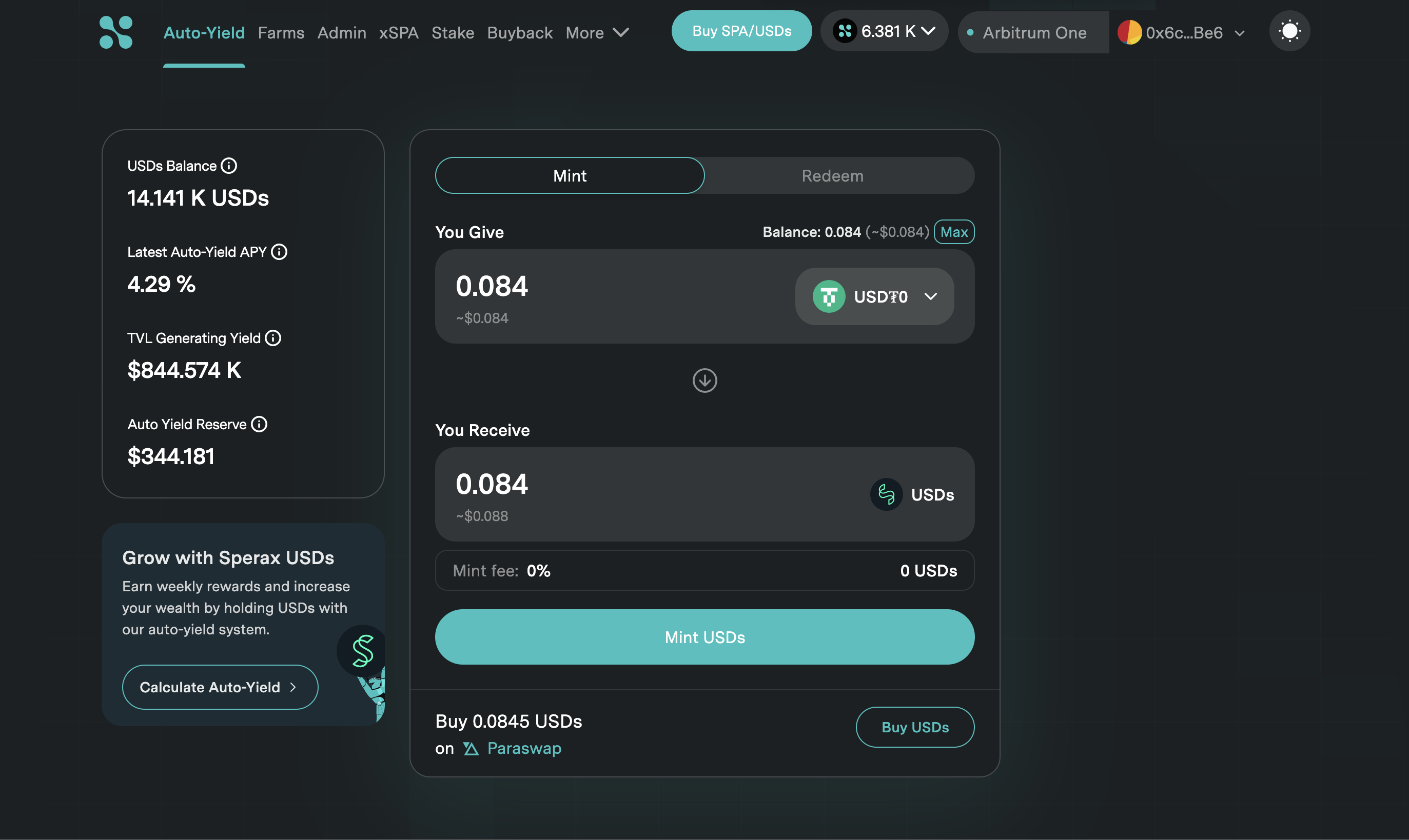 Speraxdao의 USD - stablecoin을 잡고 수율을 얻으십시오 미디어 5