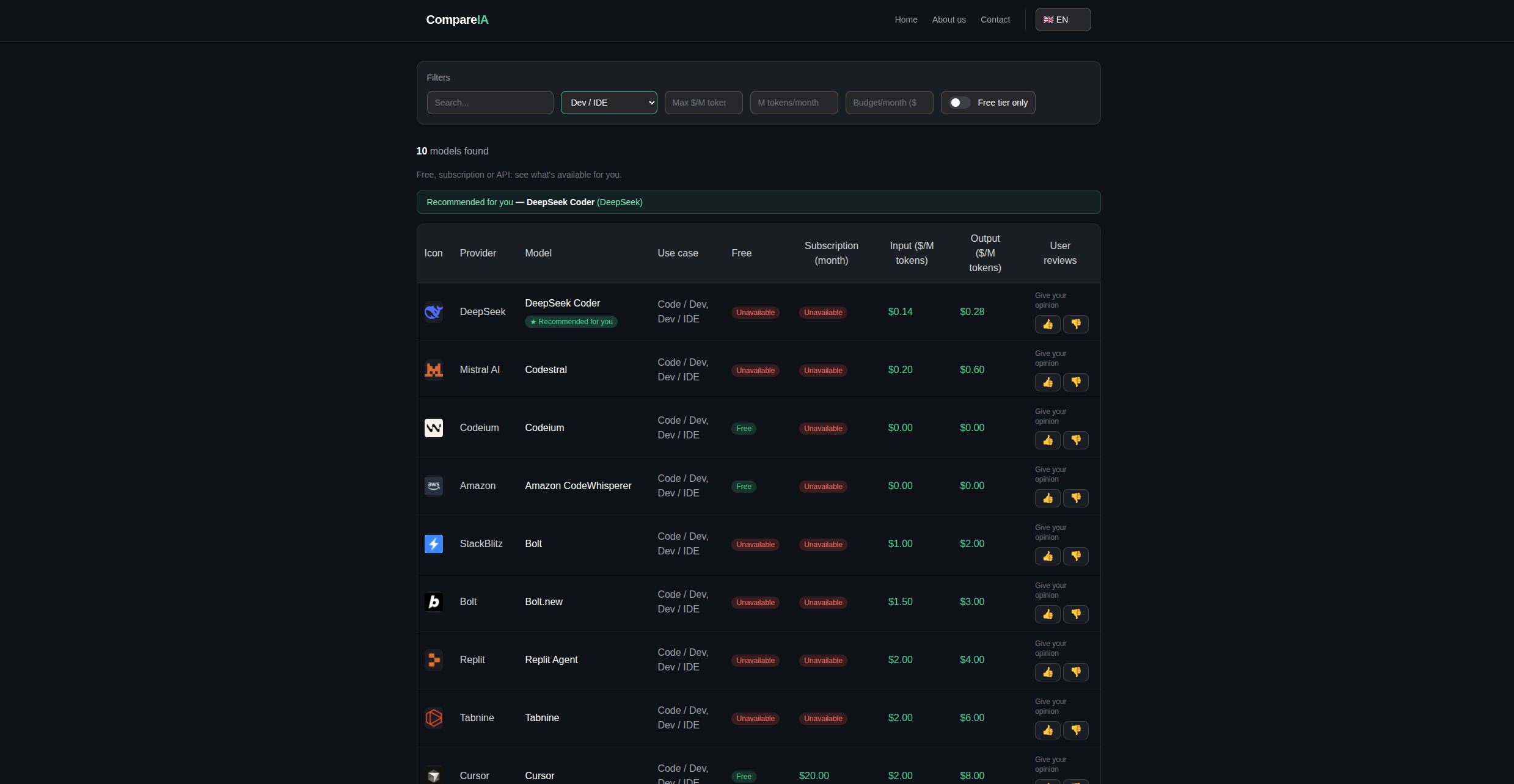 Compare IA - Screenshot 2 showing product features and functionality