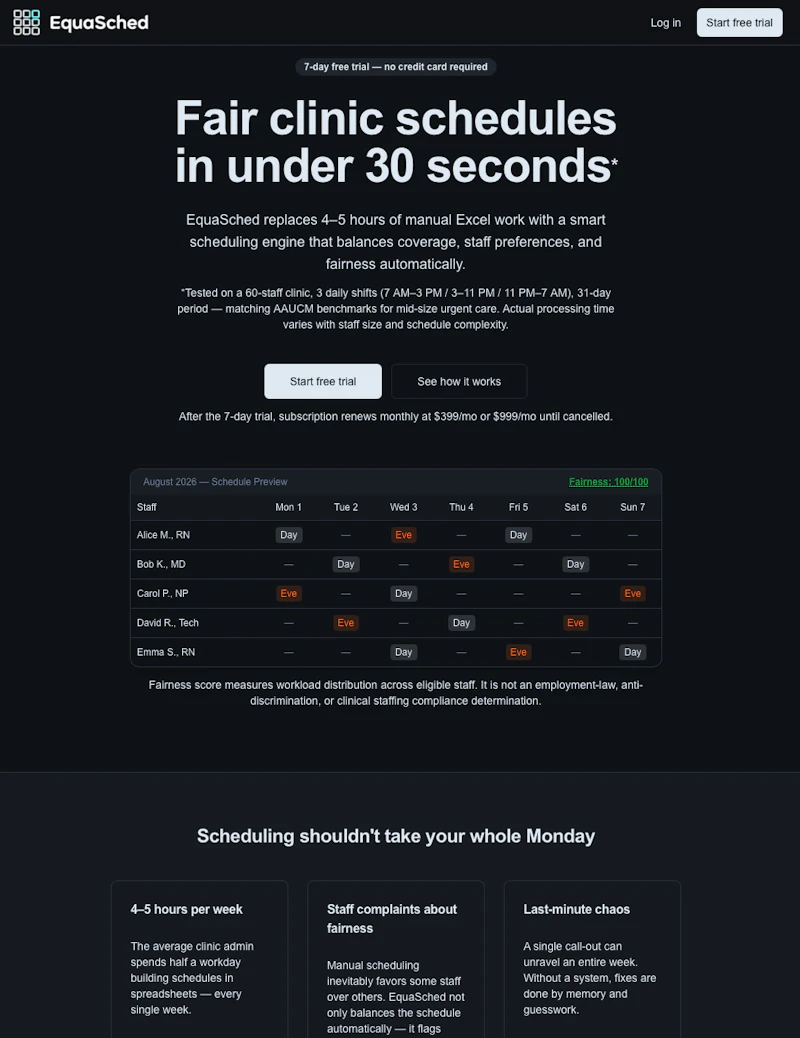 EquaSched screenshot 2