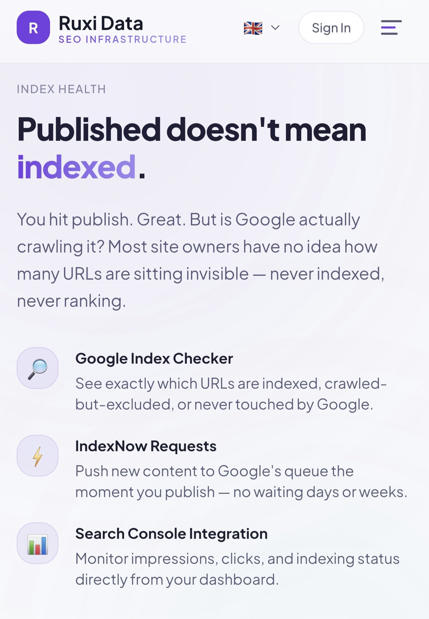 Ruxi Data - SEO Infrastructure gallery image