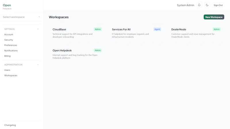 Open Helpdesk screenshot 2