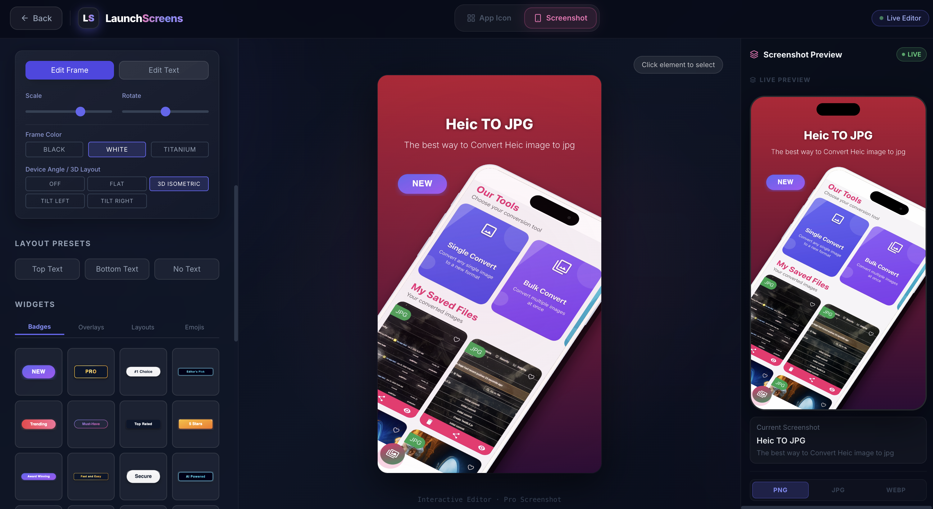 LaunchScreens - Screenshot 4 showing product features and functionality