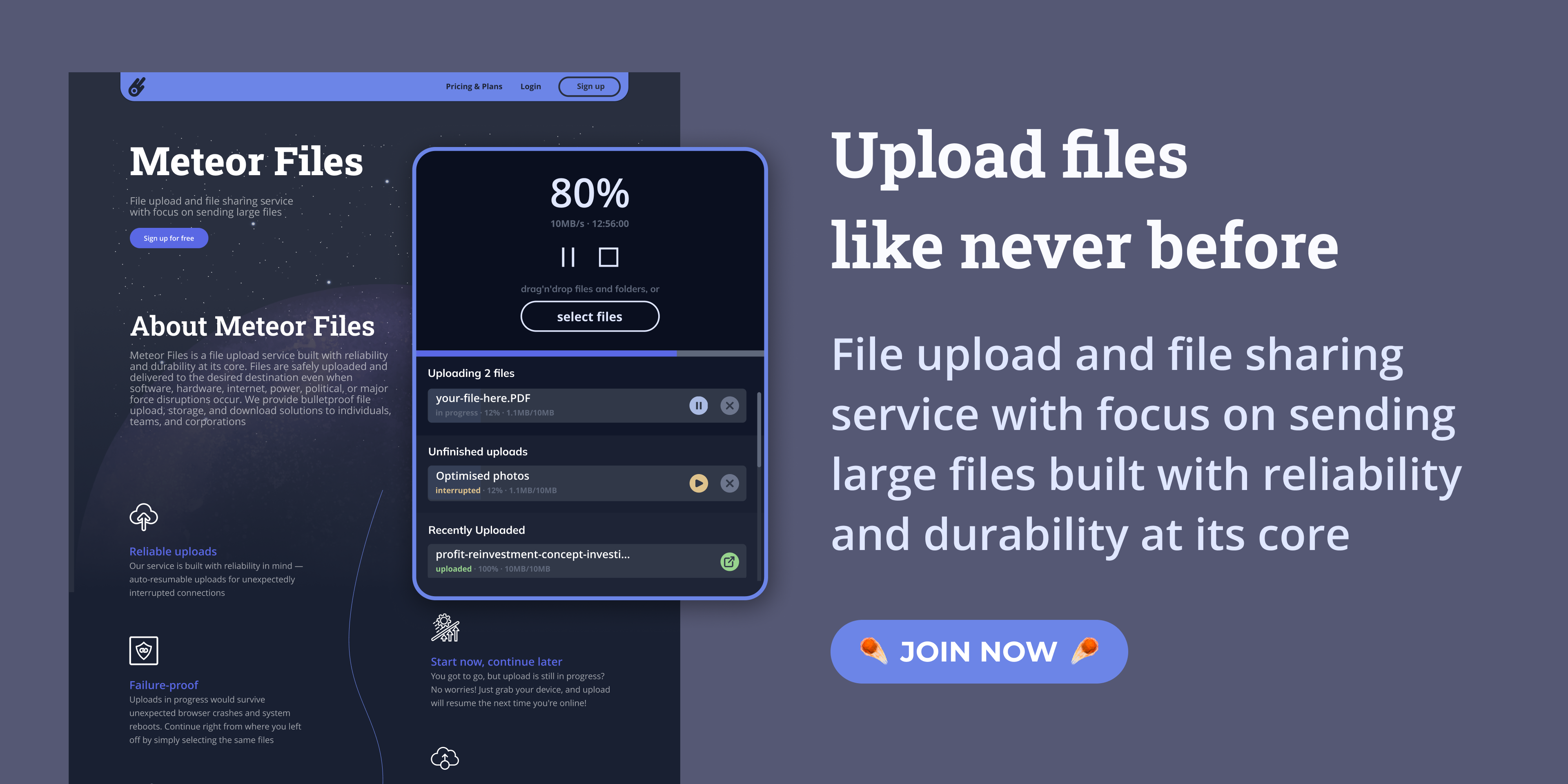 startuptile Meteor Files-Resume interrupted file uploads without losing its progress