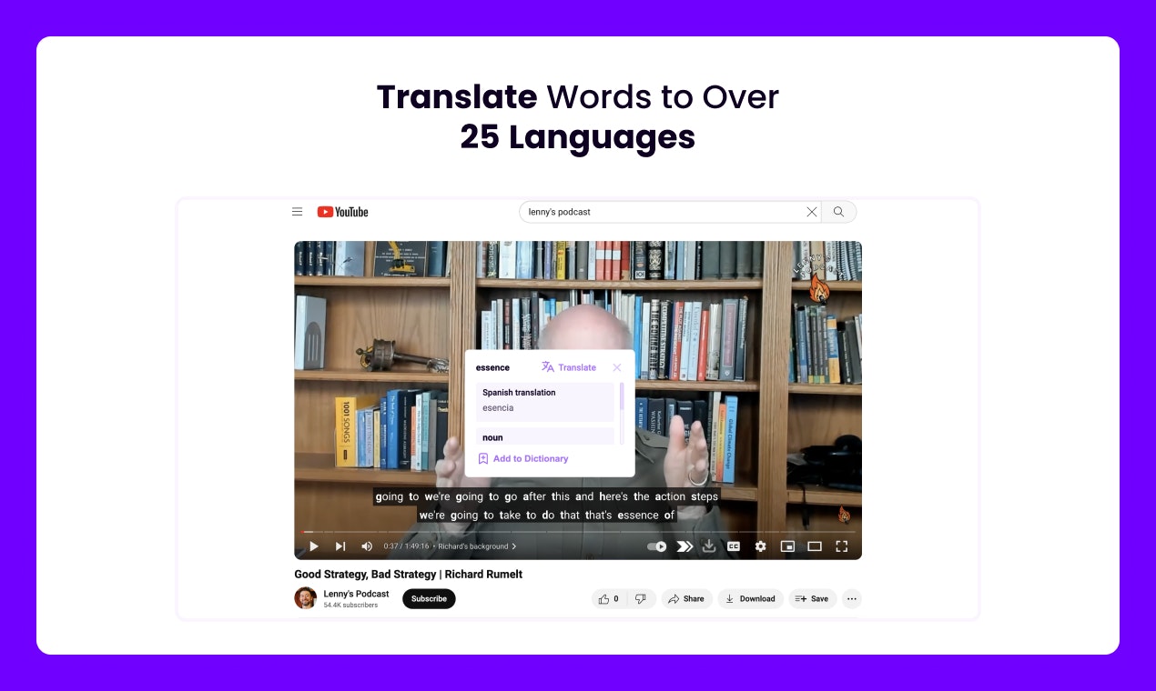 WordBook Yt E-Learning Chrome Extension media 2
