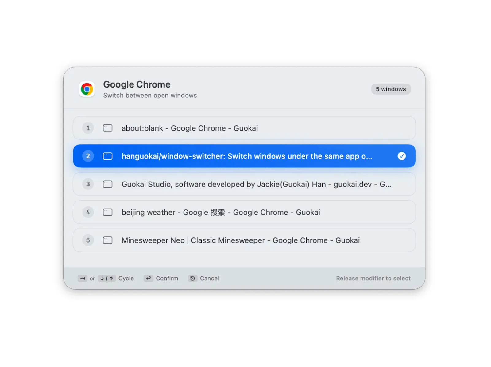 Window Switcher for macOS screenshot 1