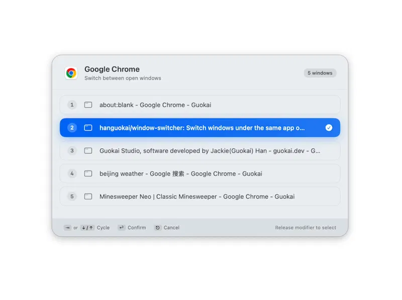 Window Switcher for macOS screenshot 1