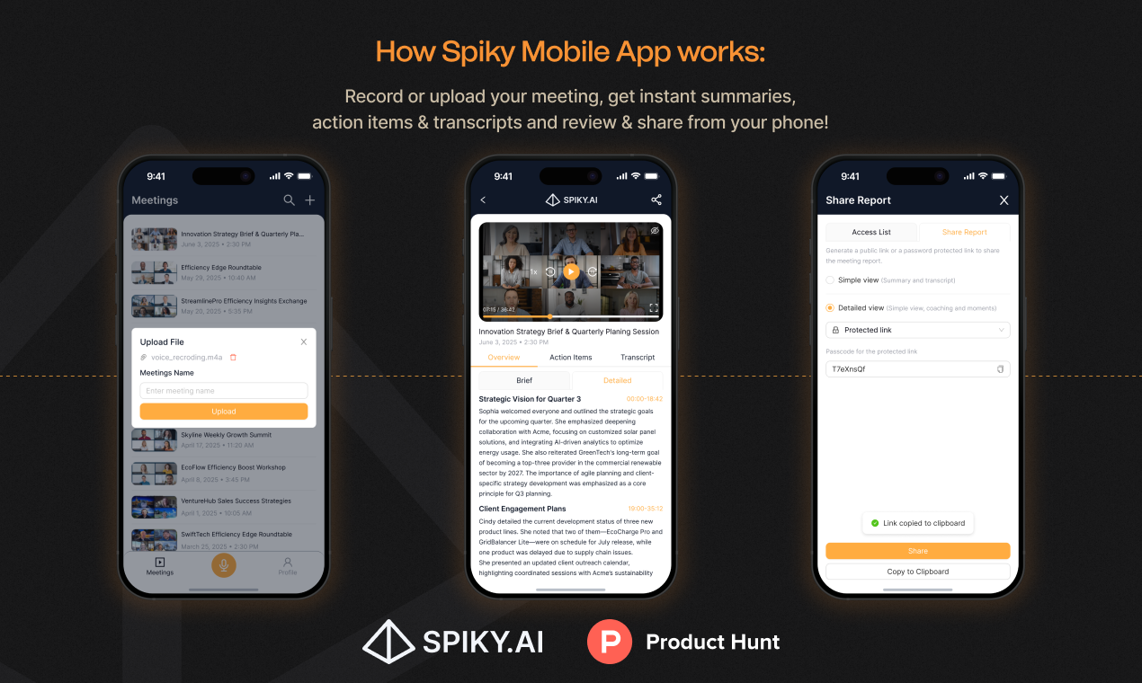 Media Ứng dụng di động Spiky - Trợ lý cuộc họp của bạn, hiện trong túi của bạn 5