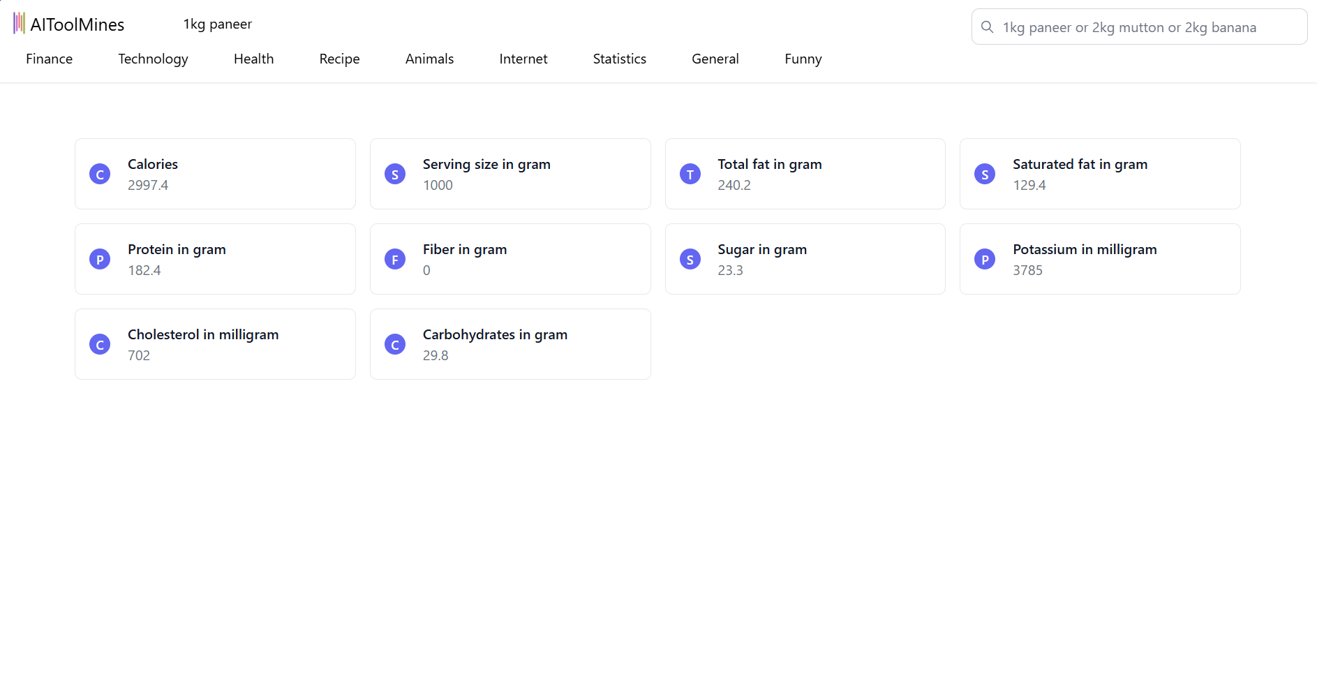 AIToolMines - Free Nutrition Calculator