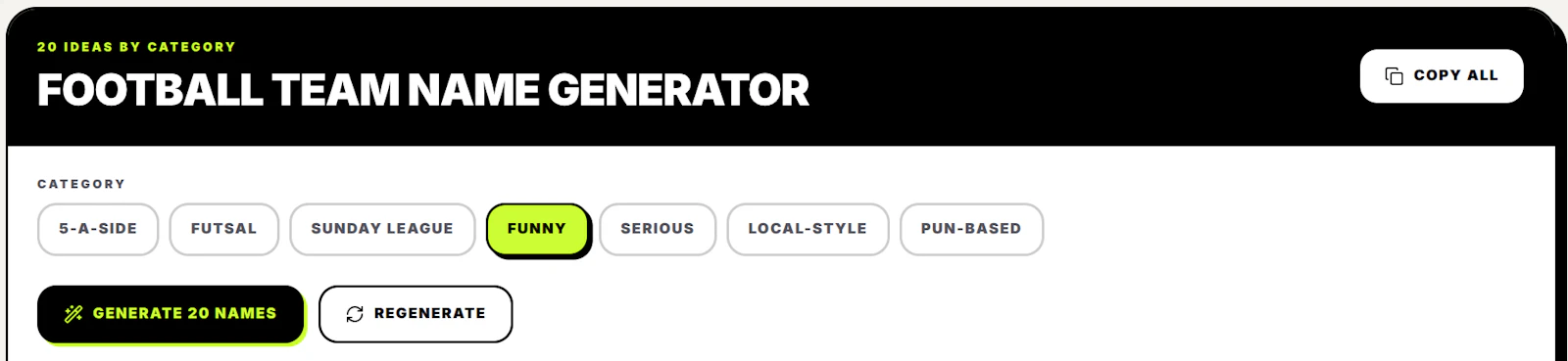 Funny Clever Football TeamName Generator screenshot 1