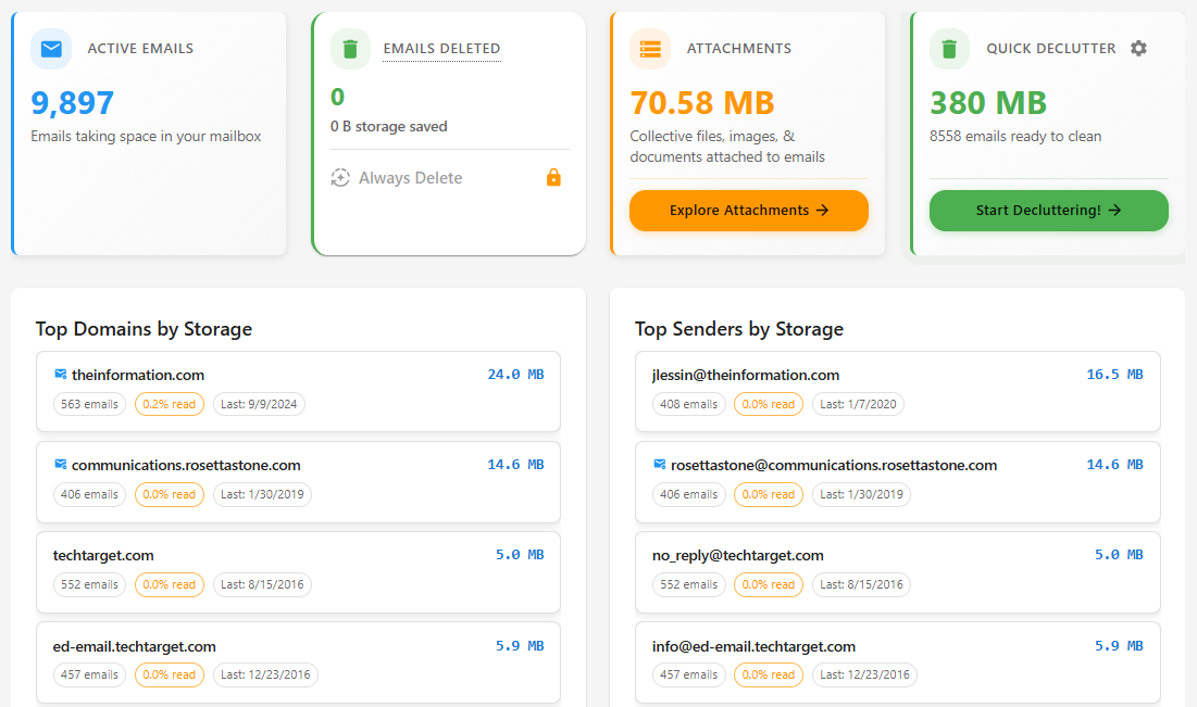 EmailSlim - Screenshot 2 showing product features and functionality