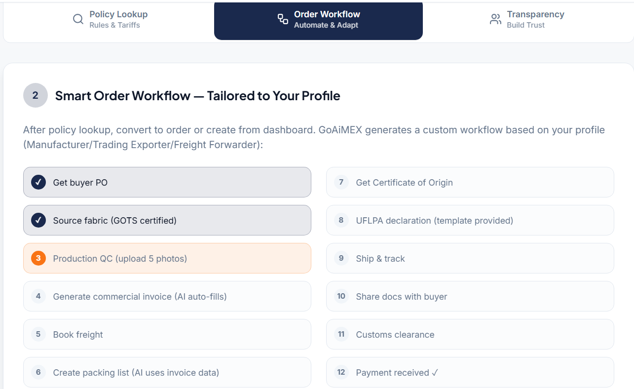 GoAiMEX: AI-Powered Export Compliance gallery image
