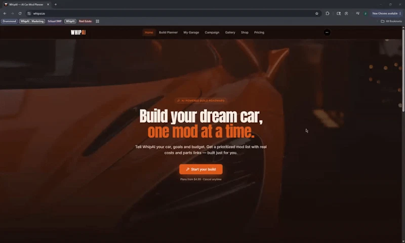 WhipAI - AI Car Mod Planner screenshot 1 (video preview)