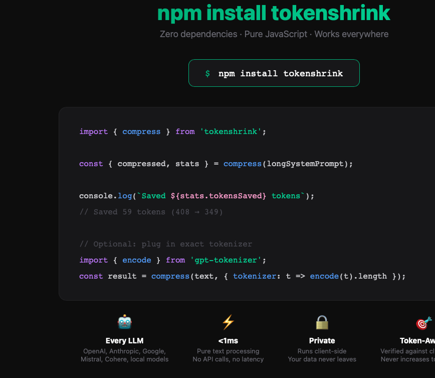 Same AI, fewer tokens. Free forever - Screenshot 3 showing product features and functionality