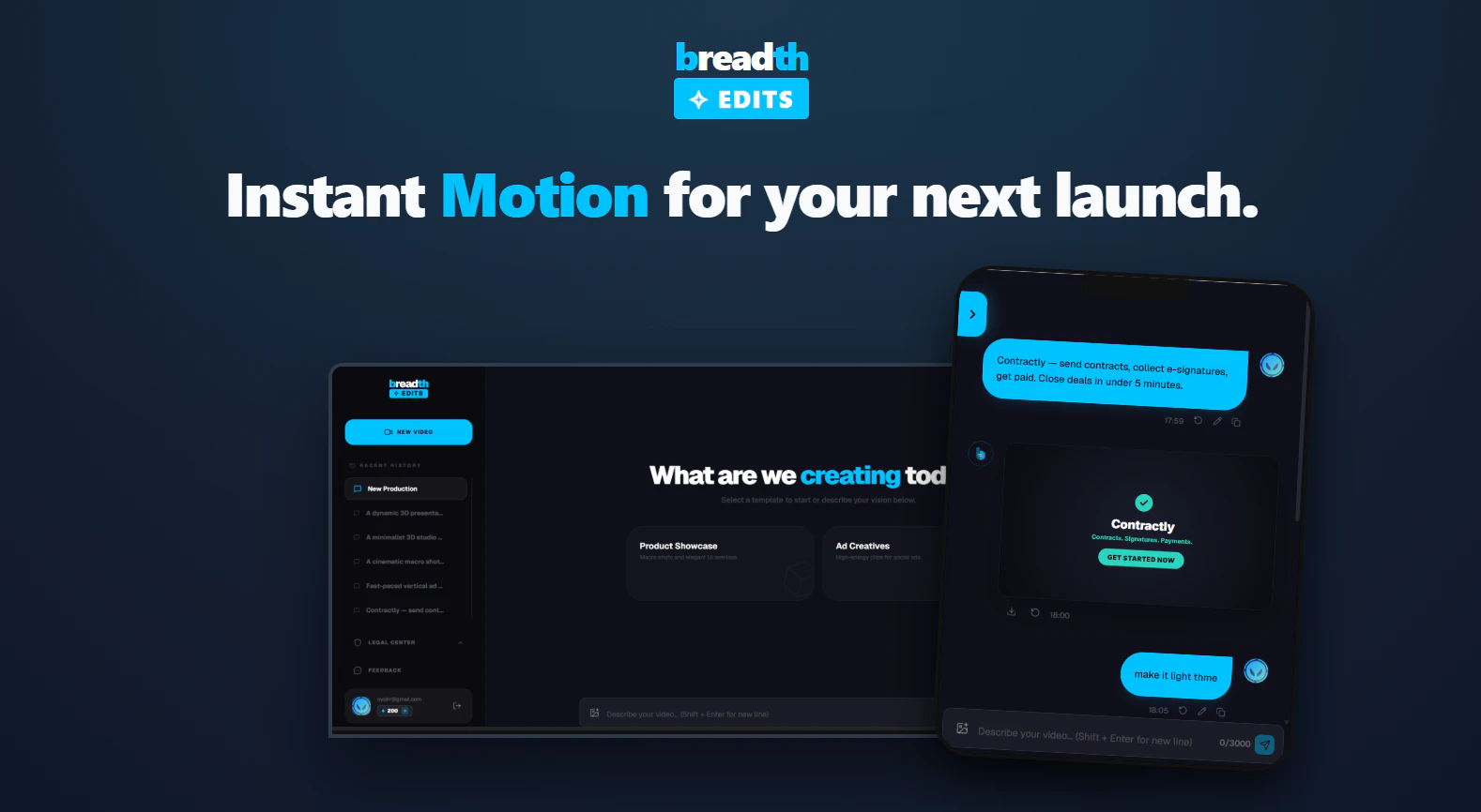 startuptile Breadth Edits Beta v1.0-Transforms prompts into professional high-end motion edits