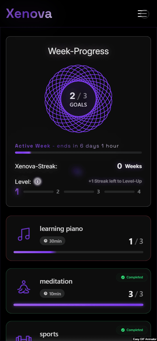 Xenova - habit tracker - Screenshot 2 showing product features and functionality
