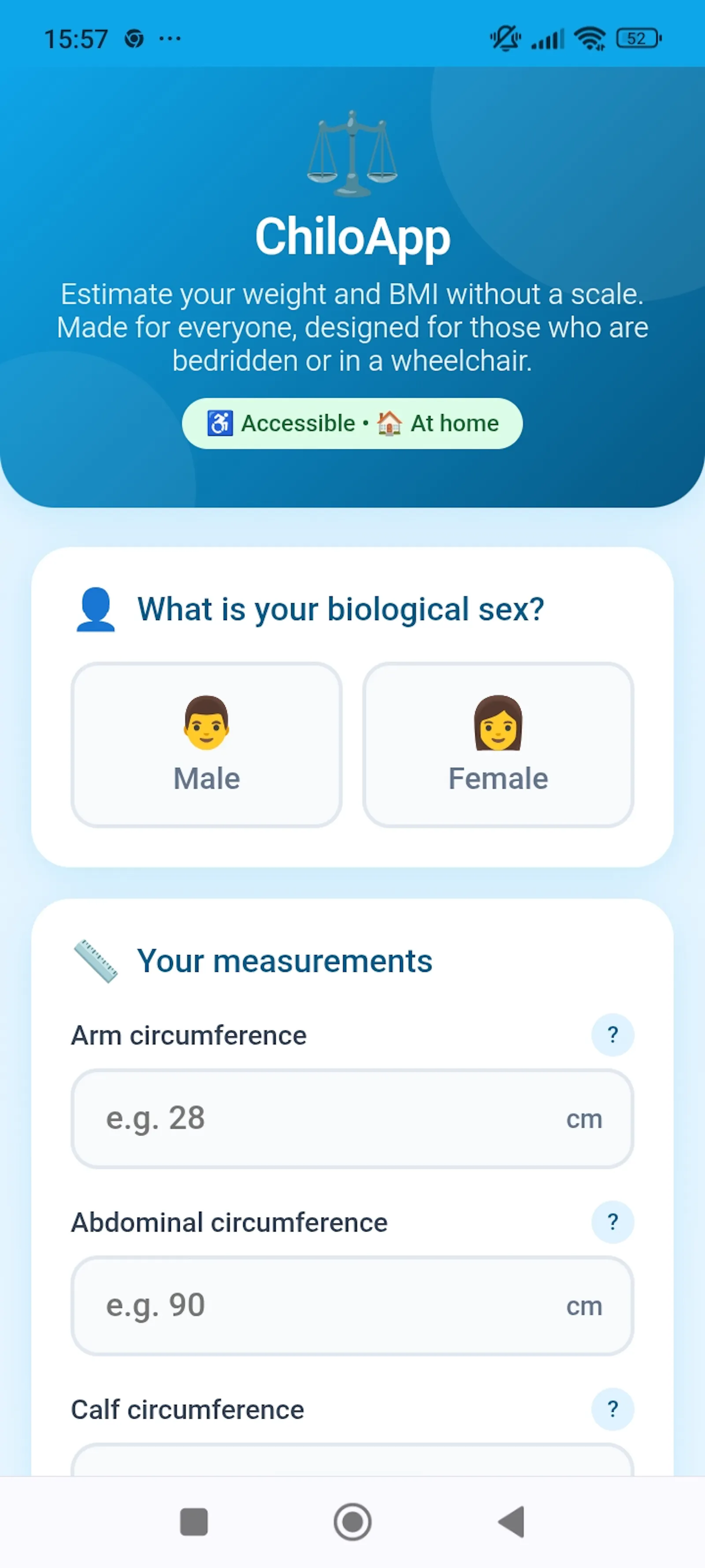 ChiloApp — Weight & BMI without a scale screenshot 1