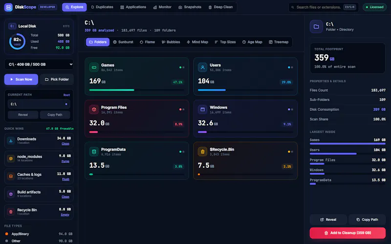 DiskScope: disk space analyzer screenshot 2