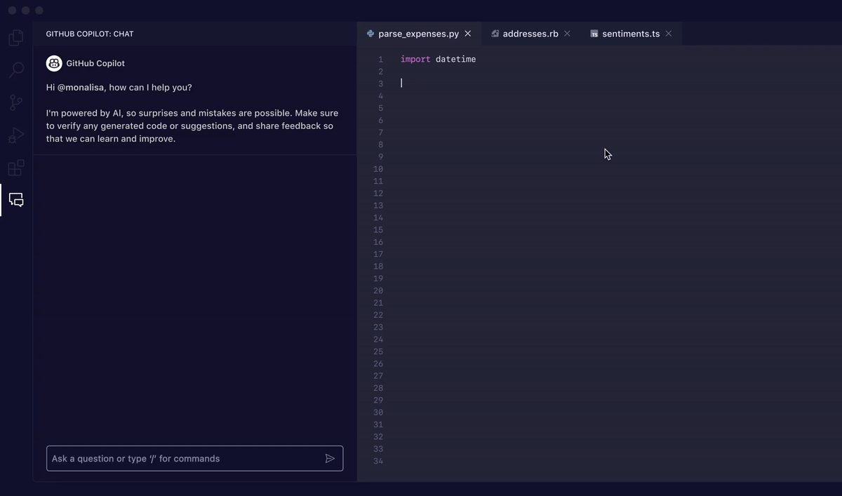Github副唱片聊天 - AI聊天功能由Copilot提供动力媒体3