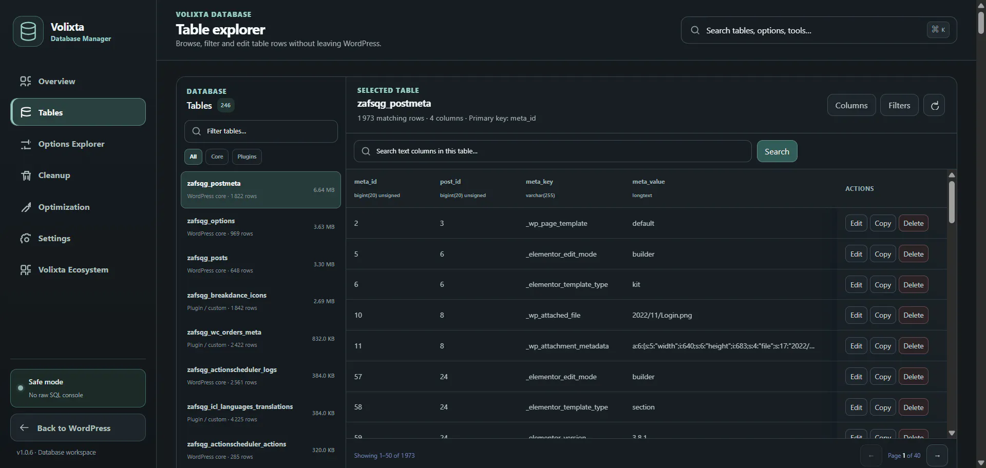 VOLIXTA Database Manager for WordPress gallery image