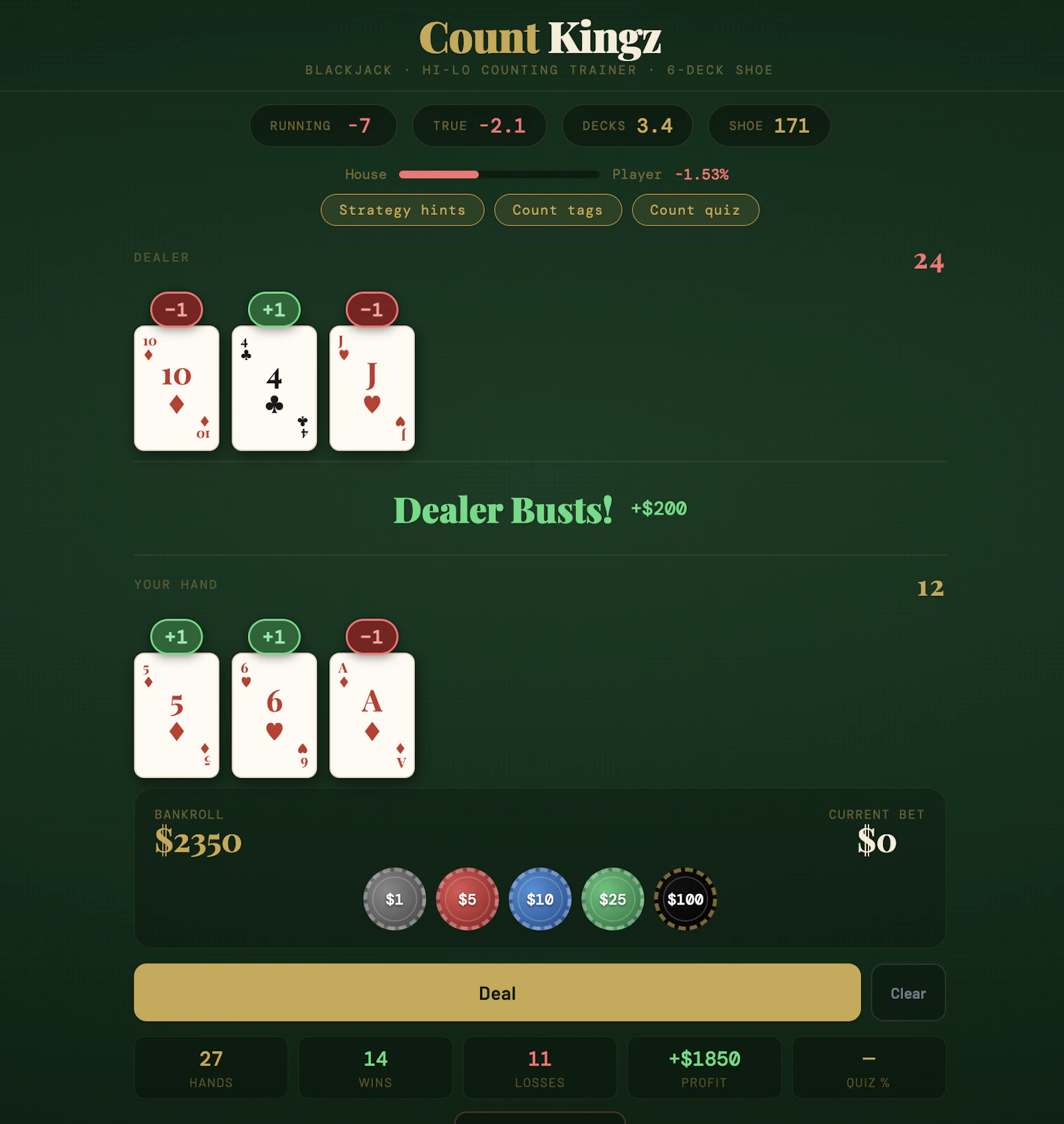 CountKingz  Free Blackjack Card Counting screenshot 1