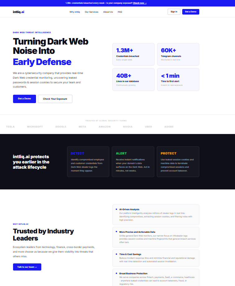 intliq.ai — Dark Web Threat Intelligence gallery image