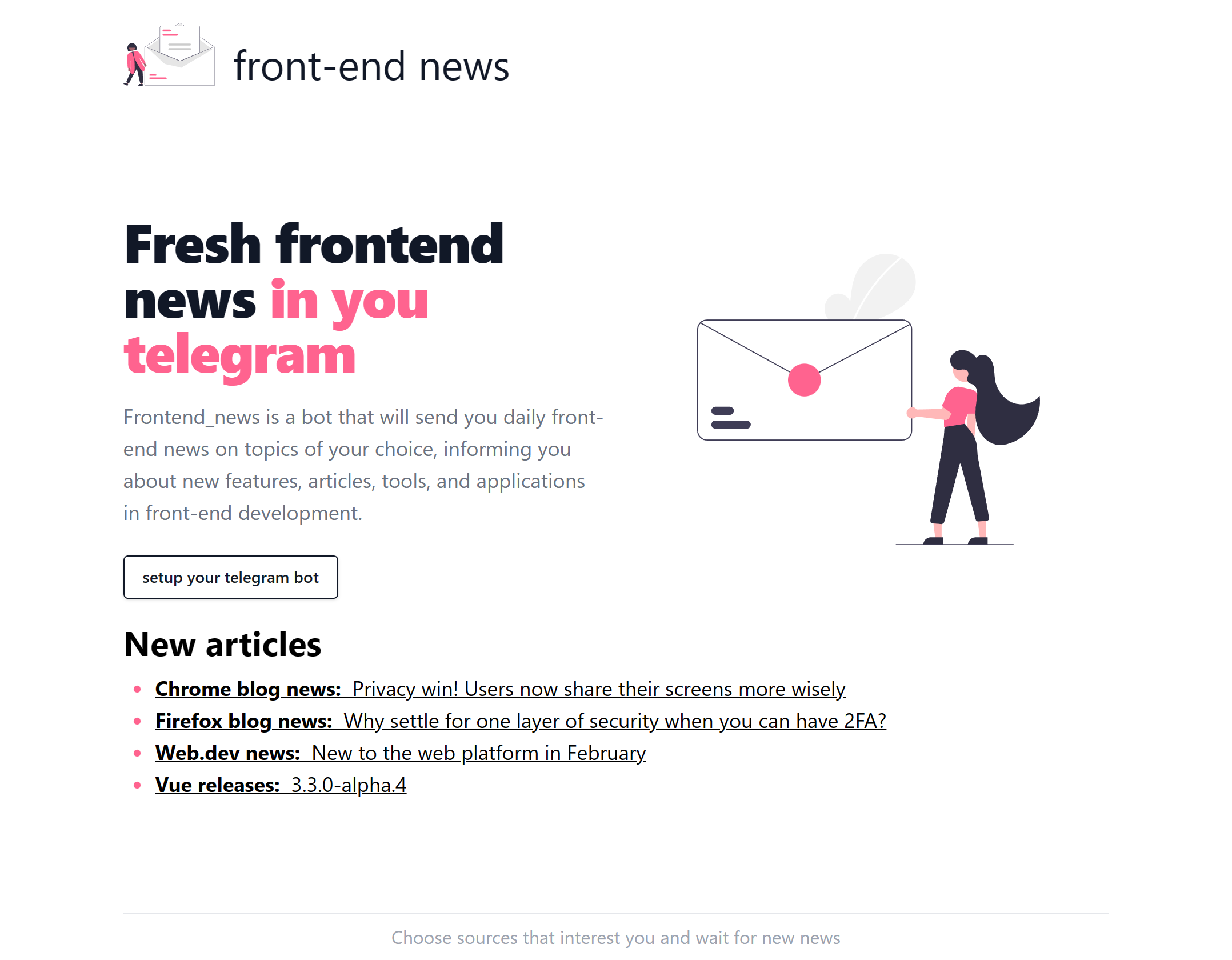 Mídia 1 de Frontend_News - Telegram Bot que lhe enviará notícias diárias do front-end