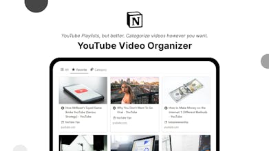 ビデオ カテゴリとフォルダーが表示された YouTube Video Organizer インターフェイス