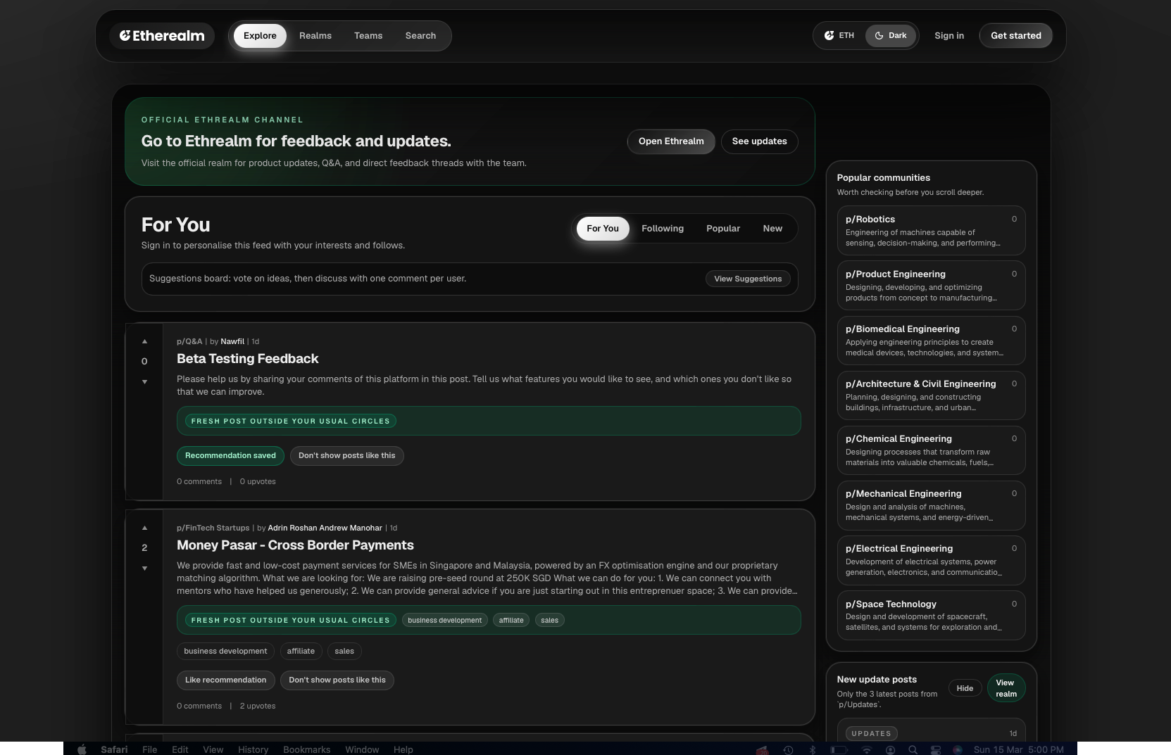 Ethrealm - Main product screenshot demonstrating key features and user interface