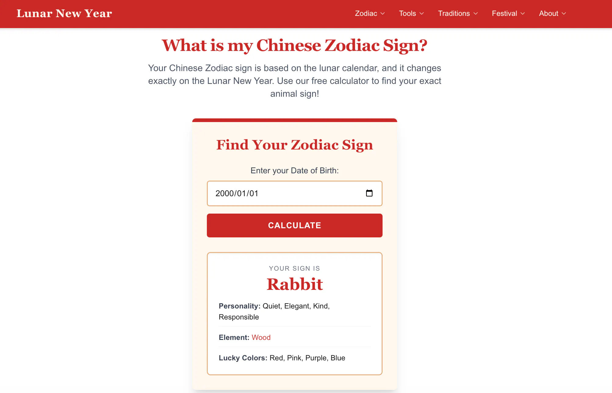 Chinese Zodiac Calculator gallery image