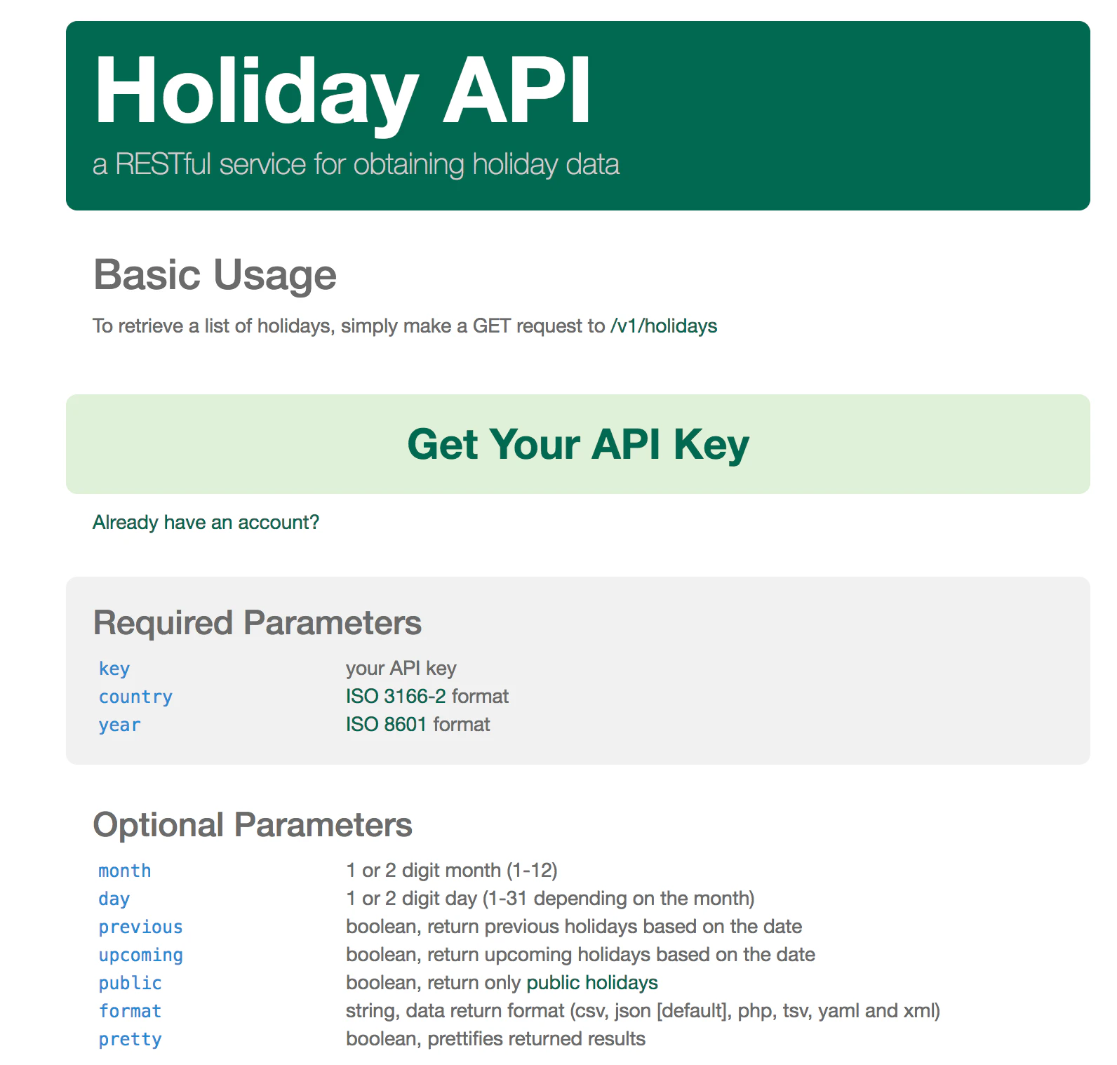 Holiday API